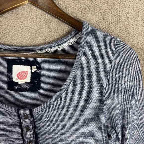 Anthro Lilka Dress Womens Small Blue‎ Lace Overlay Henley Knit Boho Stretch - Picture 5 of 11